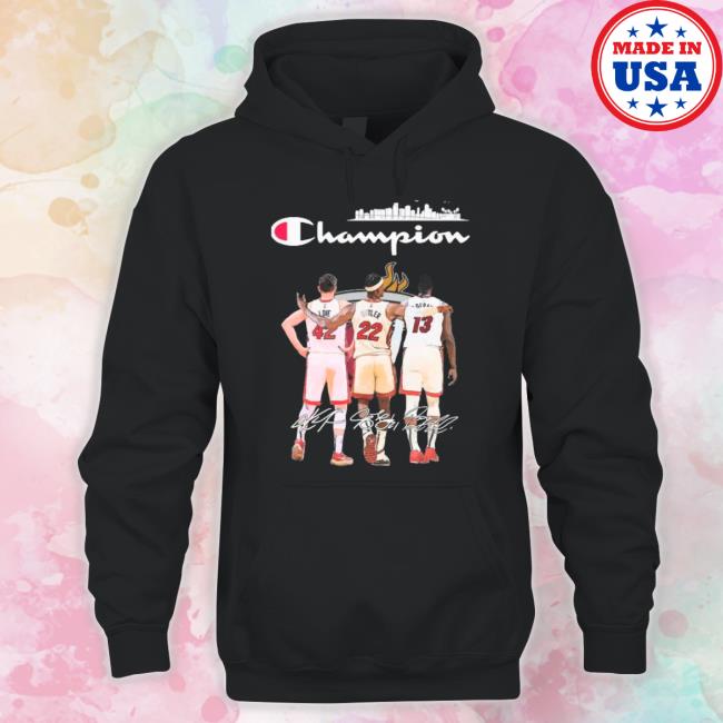 Champion Kevin Love Jimmy Butler And Bam Adebayo Miami Heat Signatures Shirt Champion Kevin Love Jimmy Butler And Bam Adebayo Miami Heat Signatures Shirt