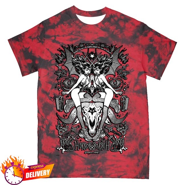 Trending Manda Amsbt Merch Horror Long Sleeve Shirt Red Tie Dye - Inotee