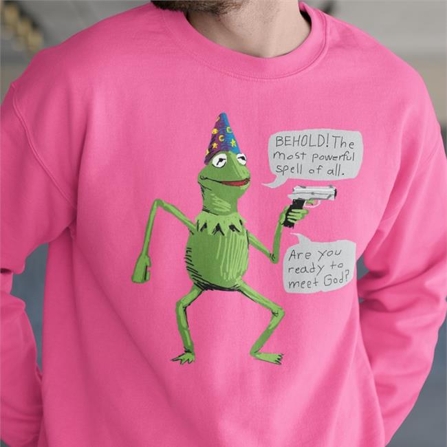 Wizard Kermit With Gun Behold The Most Powerful Spell Of All Shirt Shirts That Go Hard