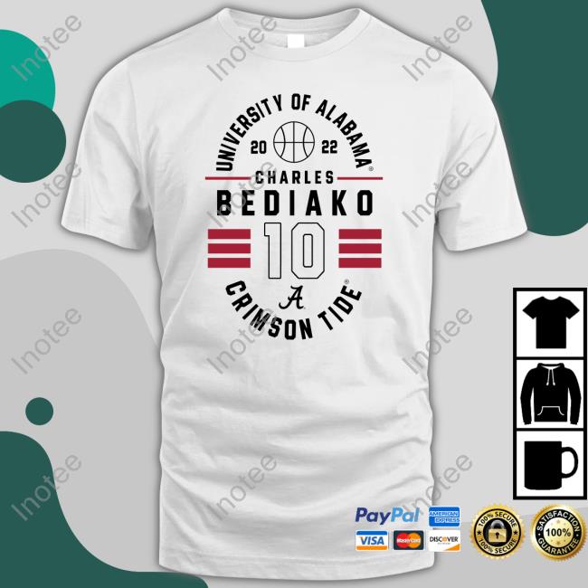 Athlete's Thread Merch University Of Alabama 2022 Charles Bediako 10 Crimson Tide Tee Shirt