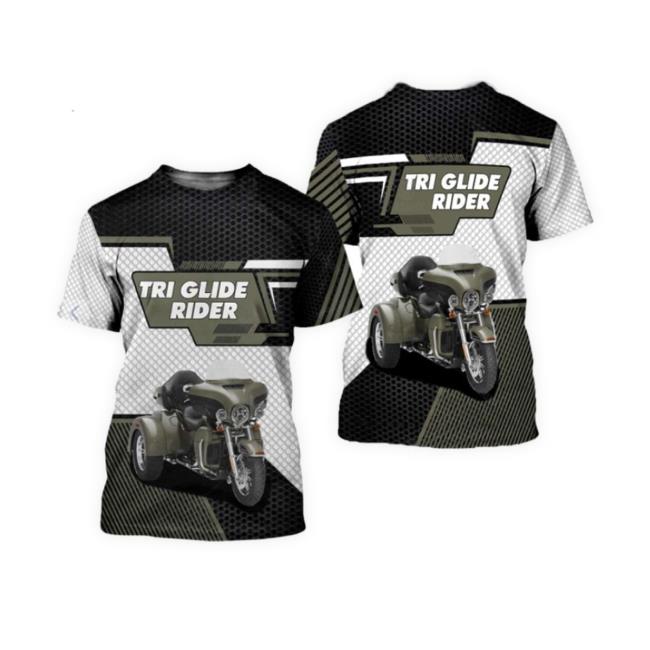 Tri Glide Rider Army Green Three Wheels Motorcycle 3D All Over Printed Funny