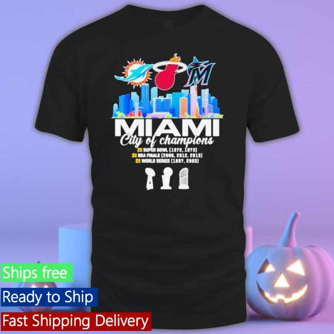 Official Miami City Of Champion Dolphins Heat Marlins shirt Official Miami City Of Champion Dolphins Heat Marlins Shirt