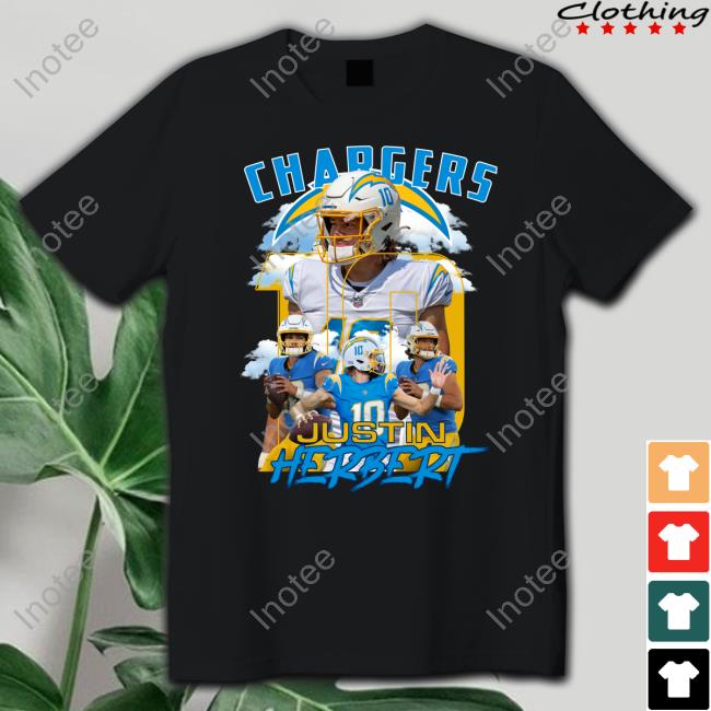 Fehoko Show Wearing Chargers Justin Herbert T-Shirt
