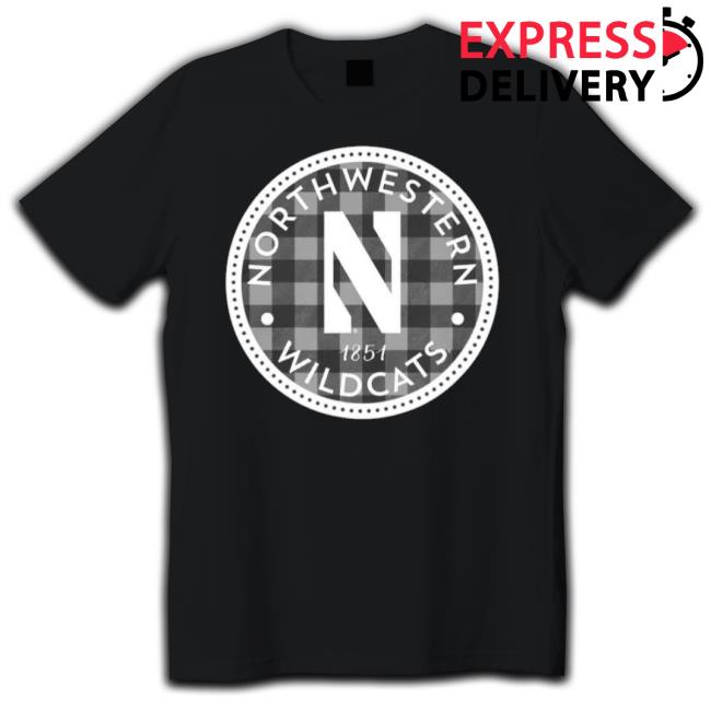 Northwestern University Wildcats Plaid Badge shirt