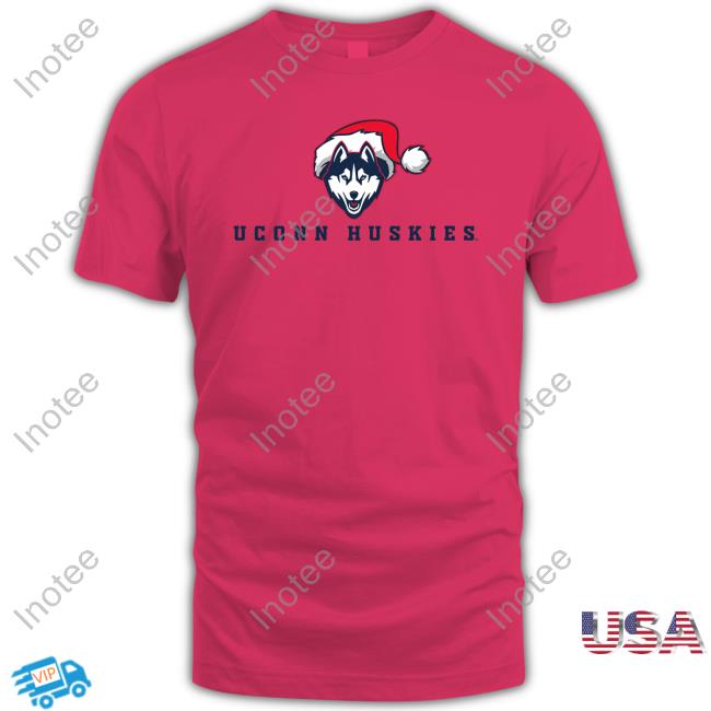 Uconn Huskies Logo With Santa Hat Shirt Uconn Huskies Logo With Santa Hat T Shirt
