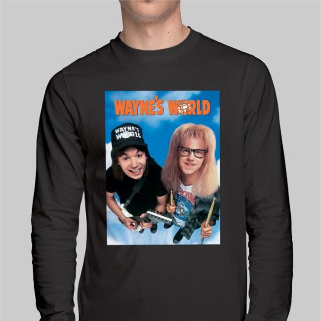 Annie Agar Wearing Wayne's World Long Sleeve Tee Shirt