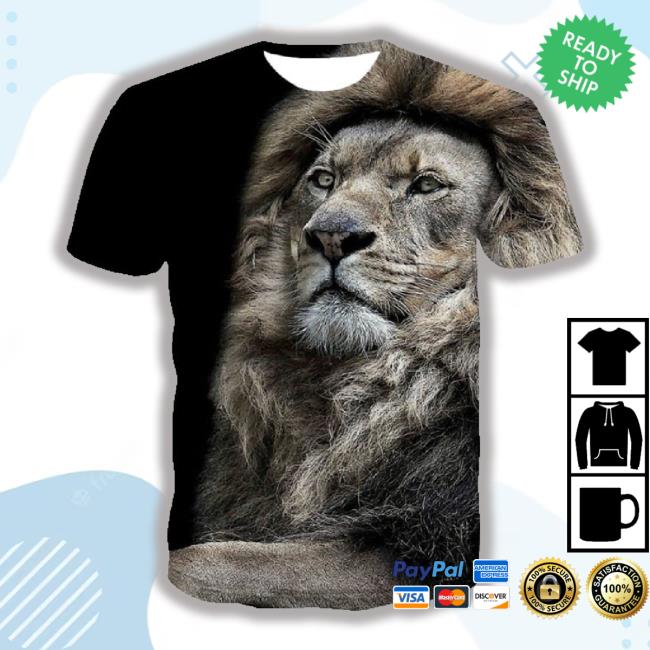 Lion T Shirt Animal 3D Print Classic Shirt Men Unisex Short Sleeve