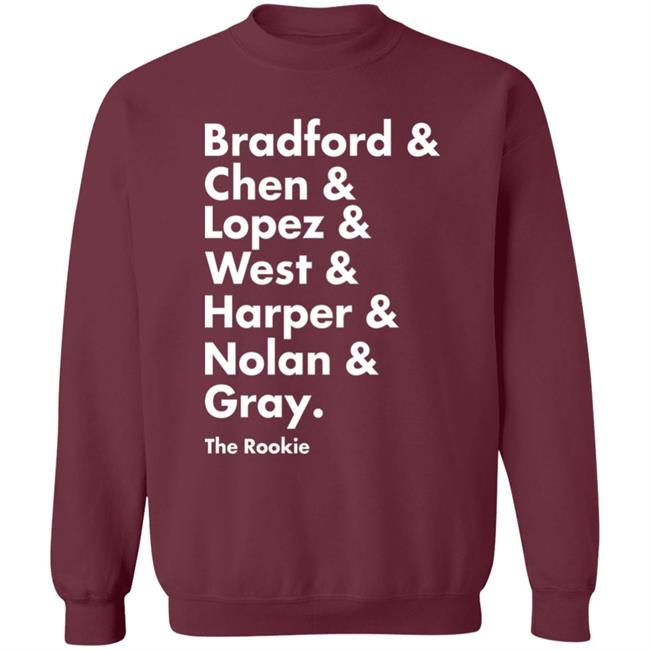 Bradford Chen Lopez West Harper Nolan Gray Shirt Shop Talk Podcast The Rookie Squad Goals T Shirt Hoodie Sweatshirt Bradford Chen Lopez West Harper Nolan Gray Shirt Shop Talk Podcast The Rookie Squad Goals T Shirt Hoodie Sweatshirt