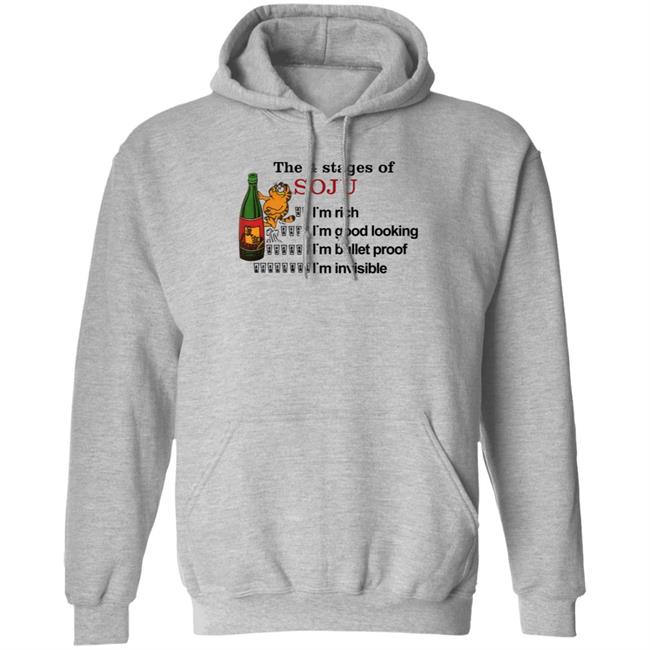 Garfield The 4 Stages Of Soju I'm Rich I'm Good Looking I'm Bullet Proof I'm Invisible Shirt Garfield The 4 Stages Of Soju I'm Rich I'm Good Looking I'm Bullet Proof I'm Invisible Shirt