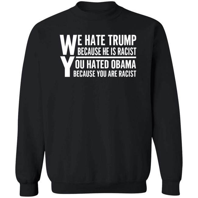 We Hate Trump Because He Is Racist You Hate Obama Because You Are Racist Shirt Hoodie Sweatshirt We Hate Trump Because He Is Racist You Hate Obama Because You Are Racist Shirt Hoodie Sweatshirt