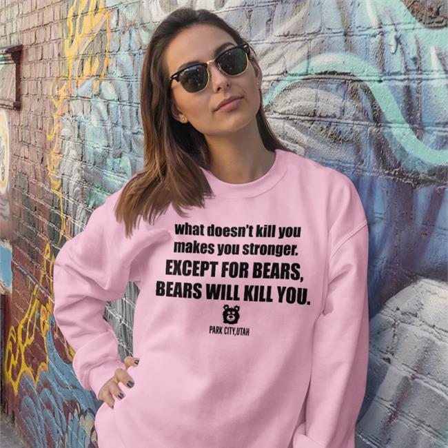 What Doesn't Kill You Makes You Stronger Except For Bears Bears Will Kill You Hoodie Grey