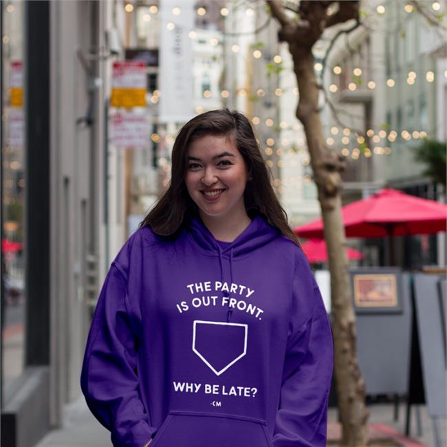 Hog Island Press Store The Party Is Out Front Why Be Late Shirt