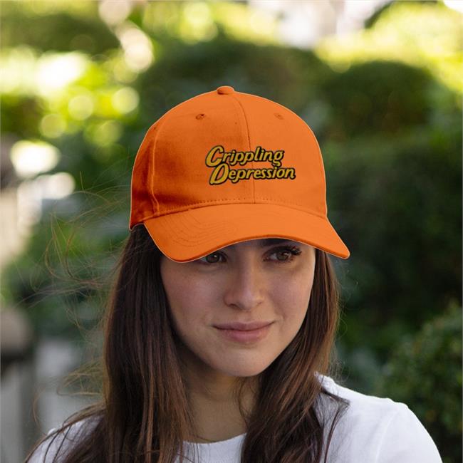 Crippling Depression Twill Cap Crippling Depression Puffs Orange Embroidered Hat