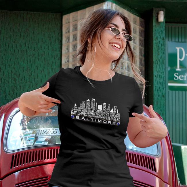 Baltimore City Skyline Shirt Lamar Jackson Baltimore Football Team All Time Legends Shirt