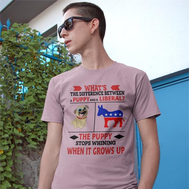 Cryptochronic1776 What's The Difference Between A Puppy And A Liberal The Puppy Stops Whining Shirt White