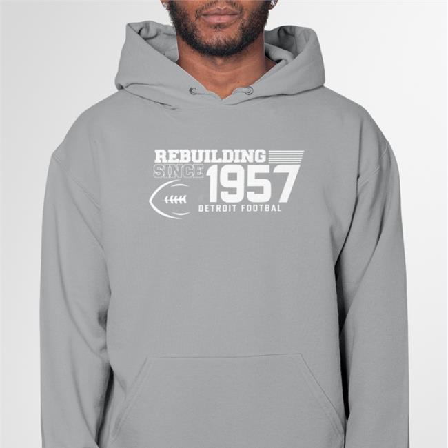 Rebuilding Since 1957 Detroit Football Shirt Dave Birkett Royal