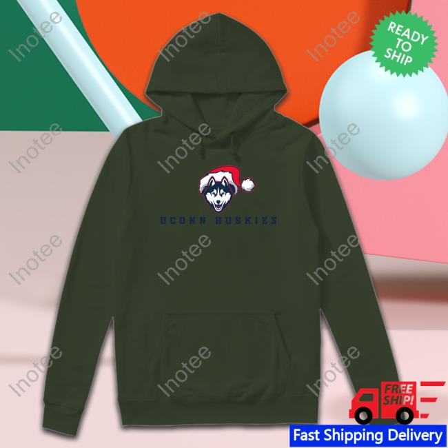 Uconn Huskies Logo With Santa Hat Shirt Uconnhuskies Store Uconn Huskies Logo With Santa Hat Tee Shirt
