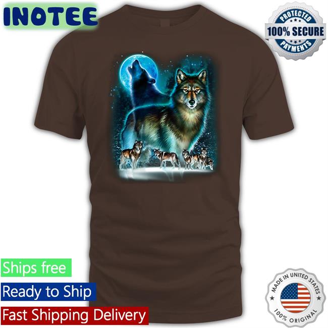 Wolf Pack Wolves Moon Decal T Shirt Goomygoober