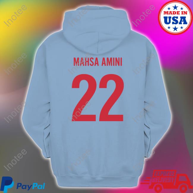 Iranian Spectator Showing Mahsa Amini 22 New Shirt Iran And Wales Match Iranian Spectator Showing Mahsa Amini 22 T Shirt Iran And Wales Match
