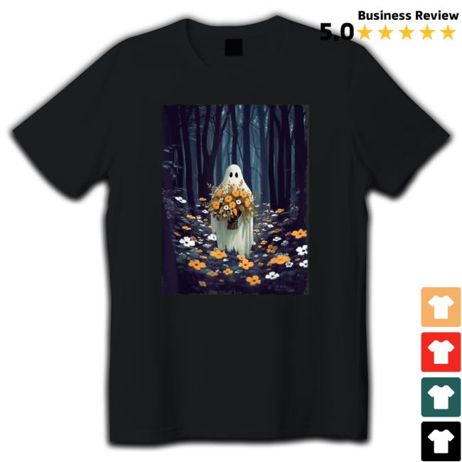 Official Vintage Floral Ghost In The Forest Halloween Spooky Funny