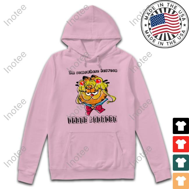 Garfield Im Somewhere Between Based And Cringe Shirt