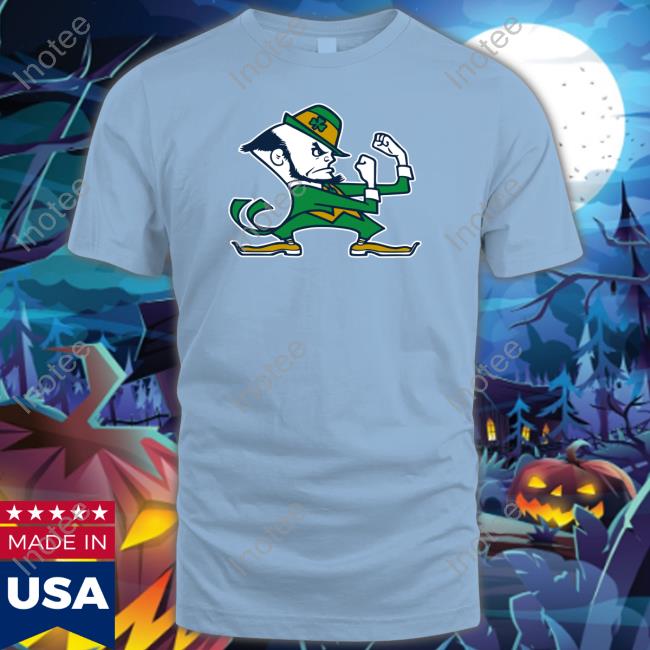 Frank Fleming Wearing Notre Dame Leprechaun Official Shirt Notre Dame Leprechaun Fighting Irish Tee Shirt