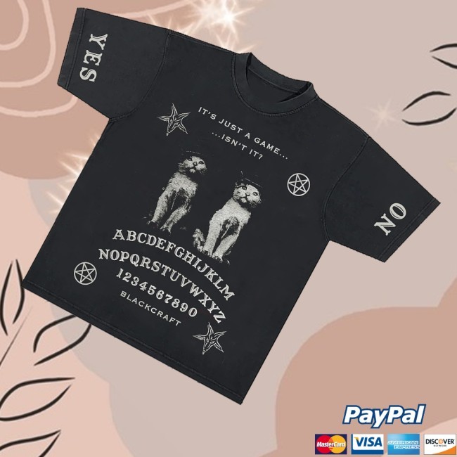 Ouija Cats It's Just A Game Isn't It Crewneck Sweatshirt Blackcraft Clothing Merch Store Ouija Cats