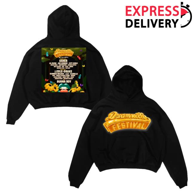 Official Dreamville Music Festival 2023 Merch 2023 Lineup Long Sleeve Tee Black Dreamville Records