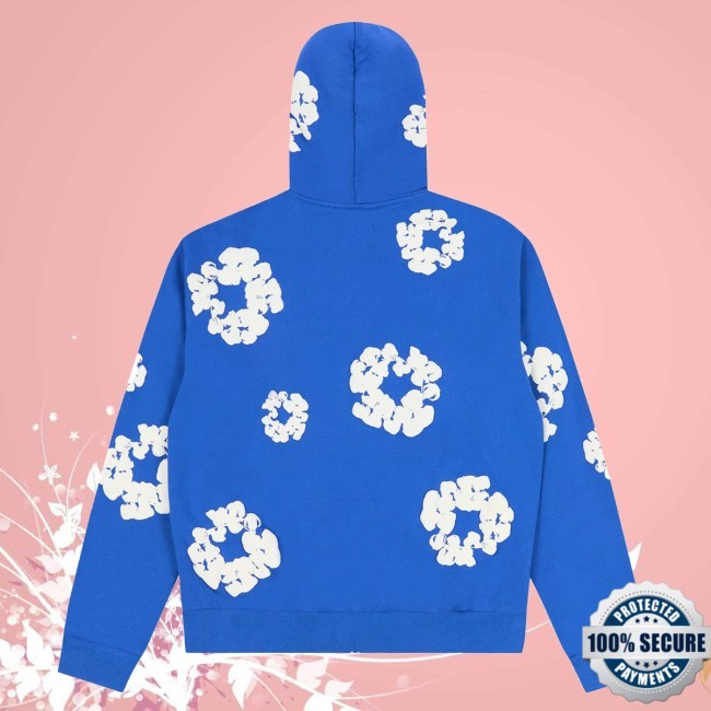 Pieces Merch Denim Tears Cotton Wreath Zip Up Hoodie Blue
