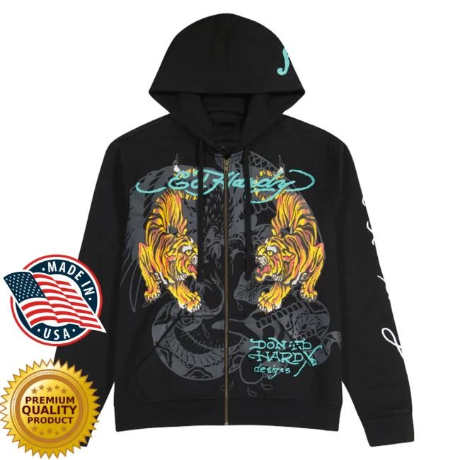 K-Momo Merch Ed Hardy Crawling Tigers Zip-Up Sweatshirt