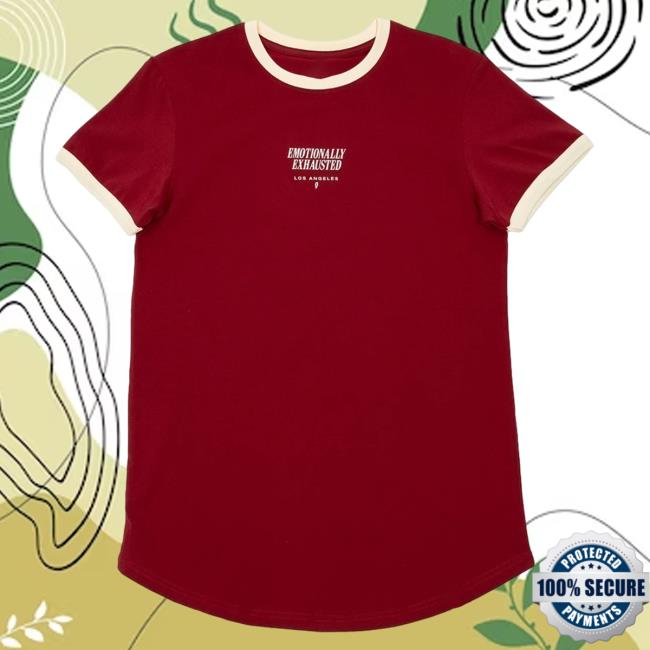 Official Philip Defranco Merch Store Beautiful Bastard Emotionally Exhausted Scoop Ringer T-Shirt Maroon Beautifulbastard Philipdefranco Shop