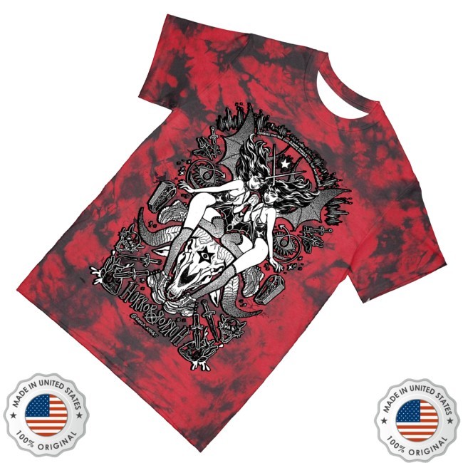 Official Manda Amsbt Merch Horror Tee Red Tie Dye