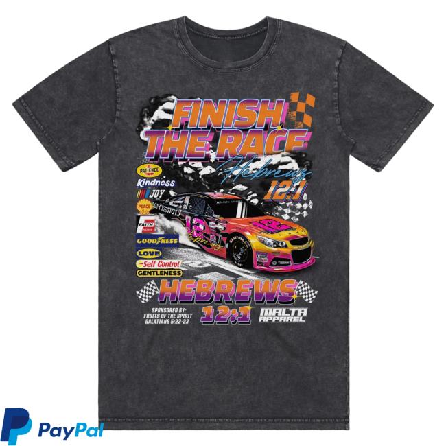 Official Malta Apparel Clothing “Finish The Race” Stone Wash Top Shirt