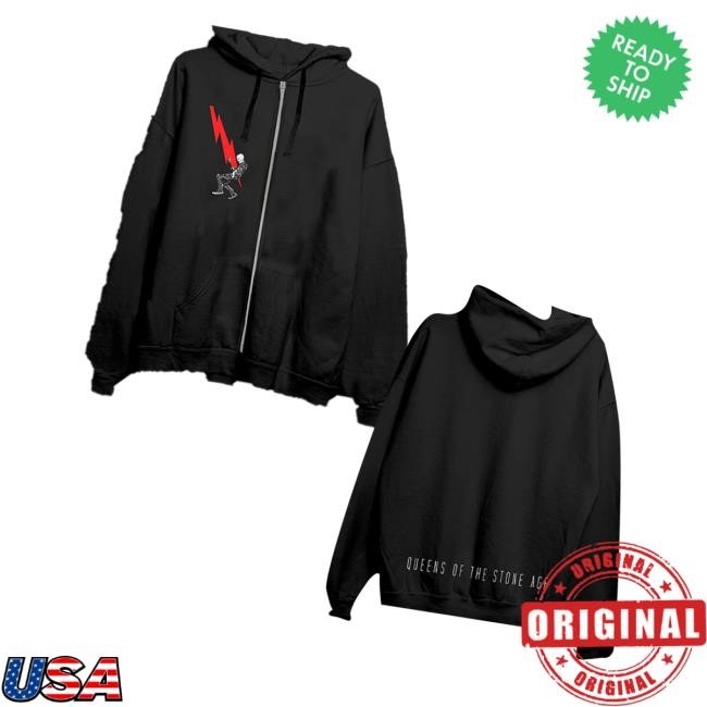 Qotsa Merch Lightning Bolt Black Zip Hoodie