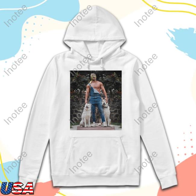 Luchador Dragon Lee With His Dogs Photo Hoodie Sweatshirt