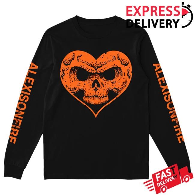 Official Theonlybandever Merch Halloween Hearts Skull Longsleeve Hooded Sweatshirt