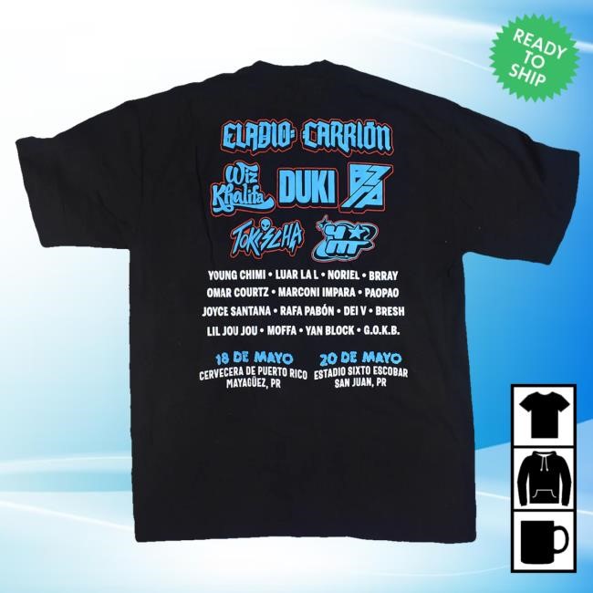 Original Eladio Carrion Merch Store Sauce Boyz Fest Tee - Black Crewneck Sweatshirt