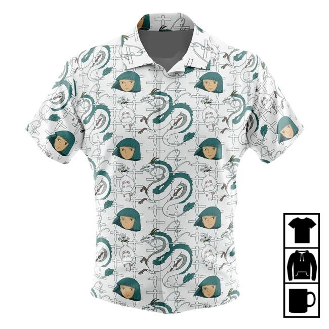 Original Haku Spirited Away Button Up Hawaiian Shirt Animeape