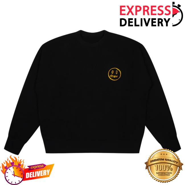 Official Drew House Merch Store Shop Sketch Mascot Waffle Popover Sweatshirt Black DrewHouse Apparel Clothing