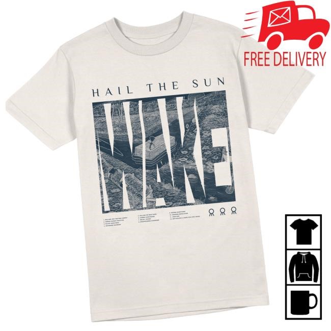 Hail The Merch Merch Store White & Navy Wake Tracklist Tee Shirt