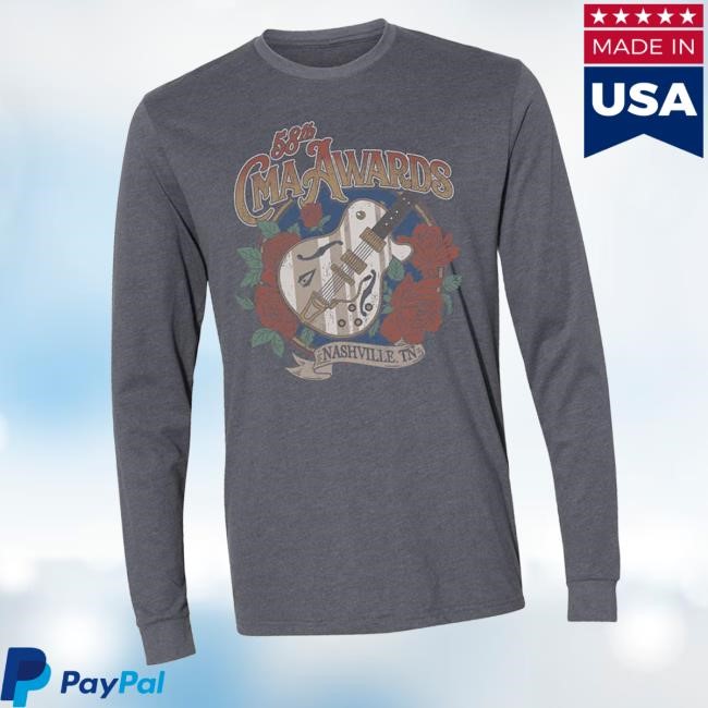 58Th Cma Awards Guitar Roses Crewneck Sweatshirt