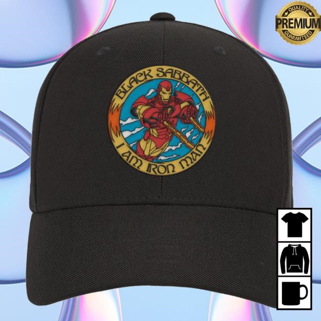 Black Sabbath Official Store Marvel’S Iron Man By Black Sabbath, I Am Iron Man Black Bucket Hat