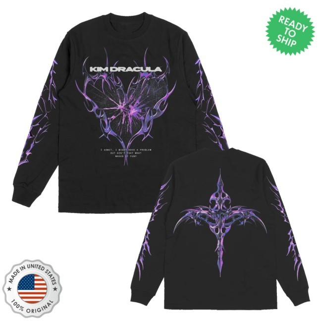 Kim Dracula Store Purple Heart Hooded Sweatshirt