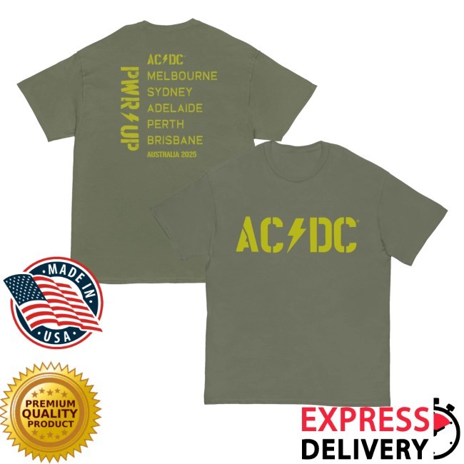 Olive Green Logo Pwr Up Tour T-Shirt, Hoodie, Tank Top, Sweater And Long Sleeve T-Shirt Acdc Merch Store