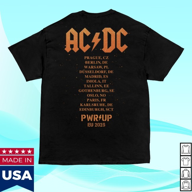 Ac/Dc Official Store Hells Bells Lightning Pwr Up Tour Zip Up Hooded Sweatshirt
