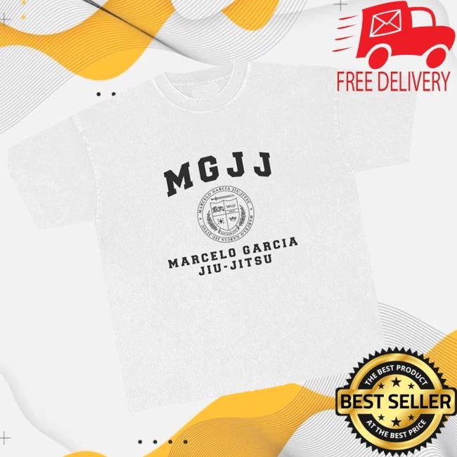 Marcelo Garcia Store Merch Mgjj College Crest Military Tee, Garment-Dye Off White Crewneck Sweatshirt