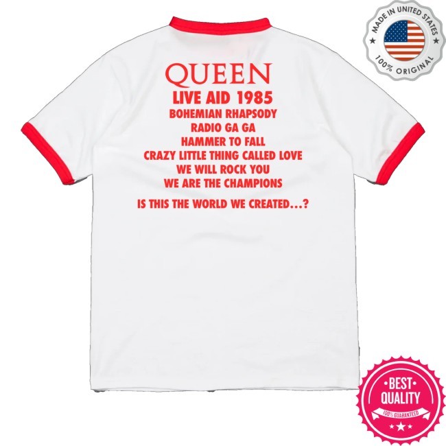 Queen At Live Aid Red And White Ringer Youth T Shirt Queen Official Store