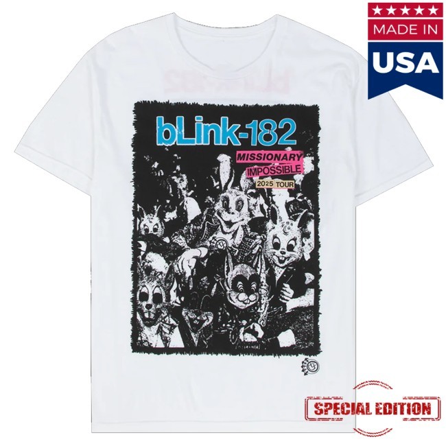 Blink 182 Merch Missionary Impossible Tour White T-Shirt, Hoodie, Tank Top, Sweater And Long Sleeve T-Shirt