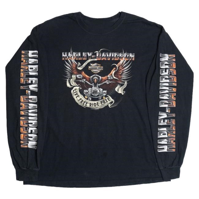 Official Ragstock Merch Harley Davidson Horny Toad "Temple Texas" Long Sleeve T-Shirt (2010S) Shirts