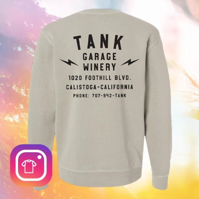 Official Tank Garage Winery Merch Store Calistoga Service Crew Sweatshirt Cement Sweatshirt
